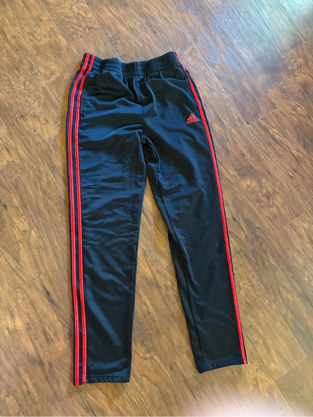 Boys 14-16 adidas Black Joggers with Red Side Stripes